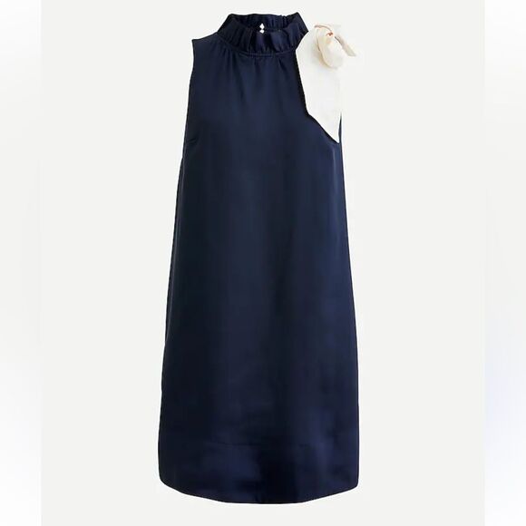 J Crew Swingy Bow Neck Navy Blue Sleeveless Mini Dress| XS - Picture 1 of 9
